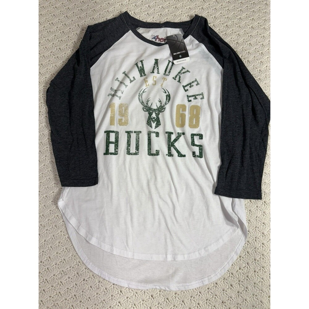 Women's G-III 4Her by Carl Banks Milwaukee Bucks Lightweight 3/4 Sleeve NEW